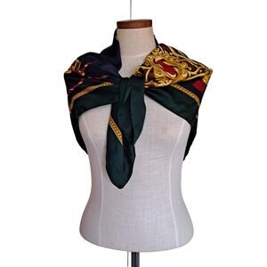No Brand Green Multicolored Square Scarf w Rope Print (Size 33.5" X 34.5")